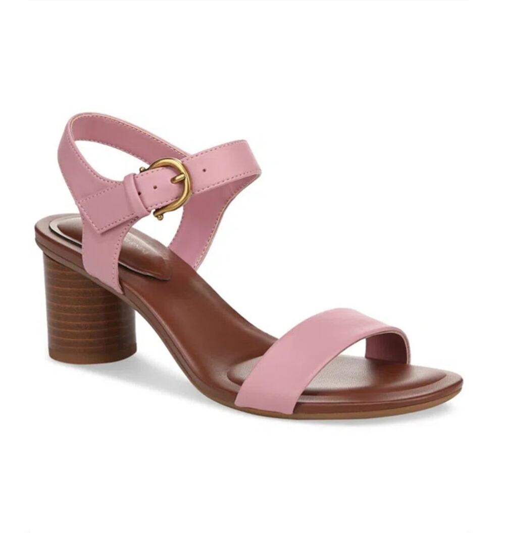 Giani Bernini Hadley Blush Pink Ankle Strap Block Heel Sandals Size 9